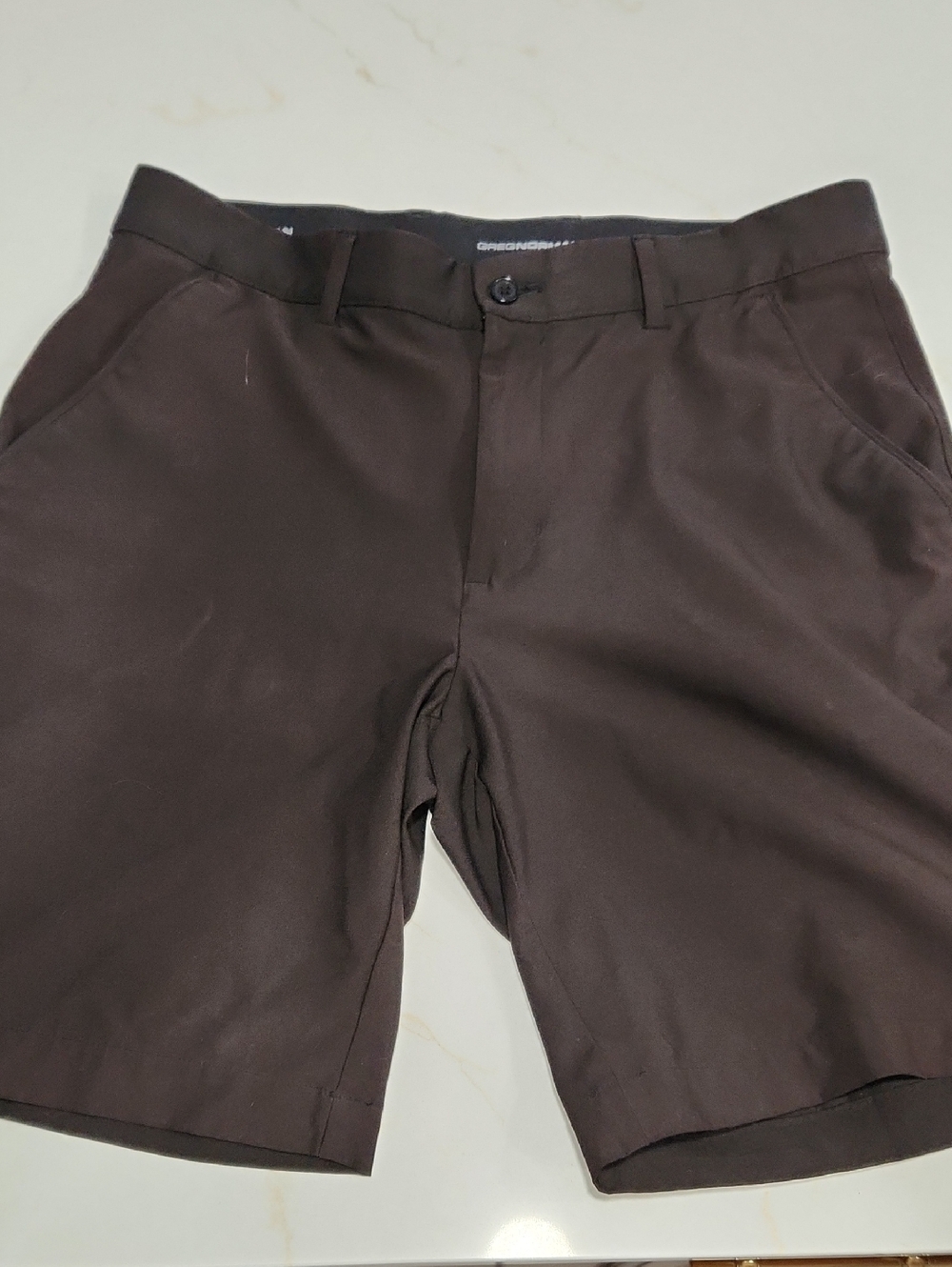 Greg Norman Collection Dark Brown Flat Front Performance Shorts